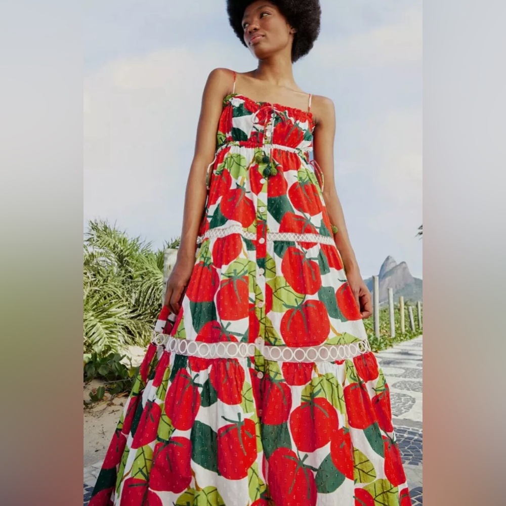 Farm Rio Tomato Midi Dress (NWOT)